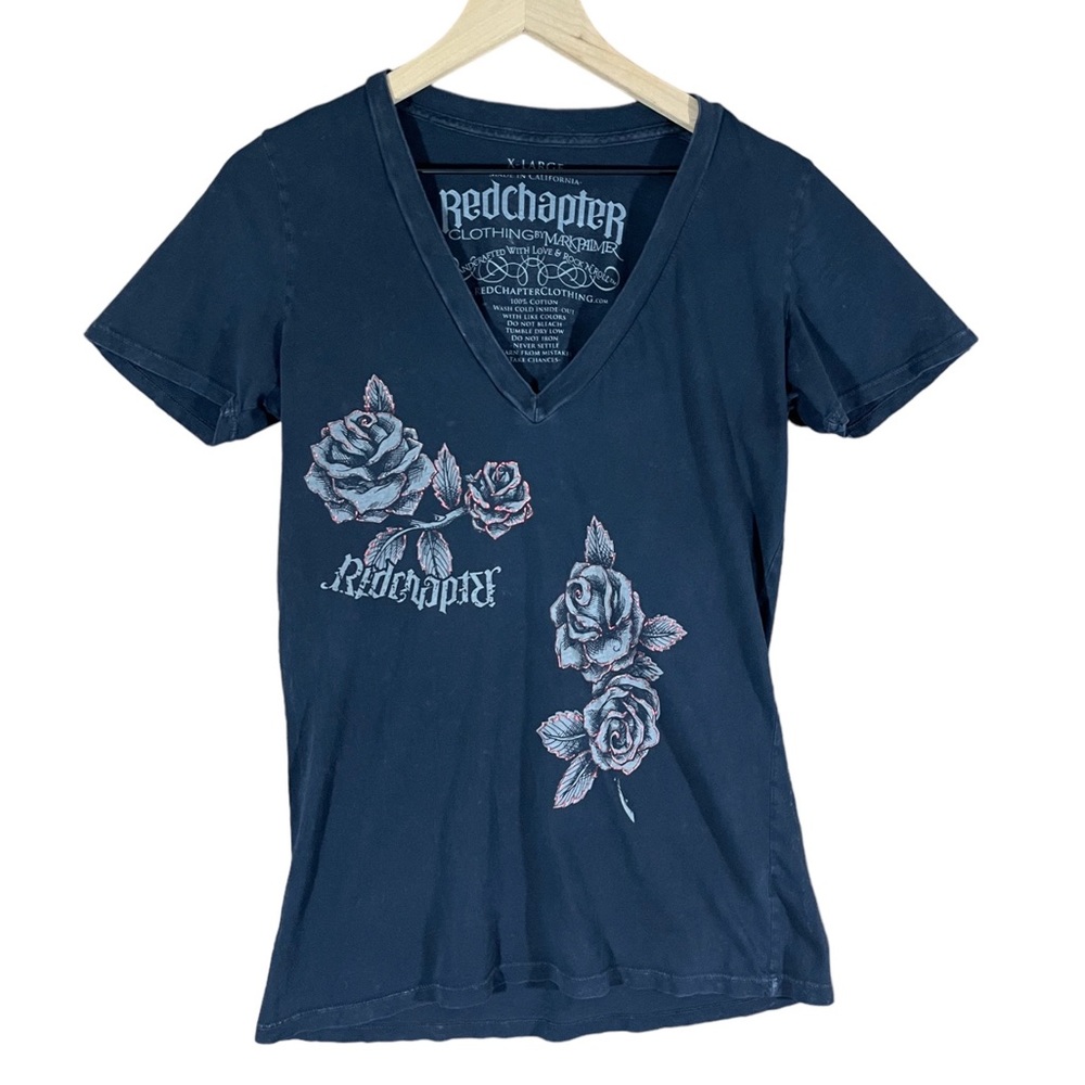 Womens Red chapter By Mark Palmer Shirt size XL Black Y2K Grunge